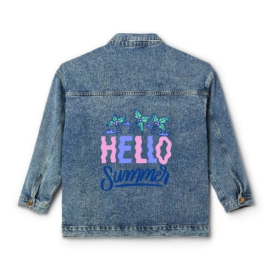 Hello Summer Palm Trees Classic Women's Denim Jackets