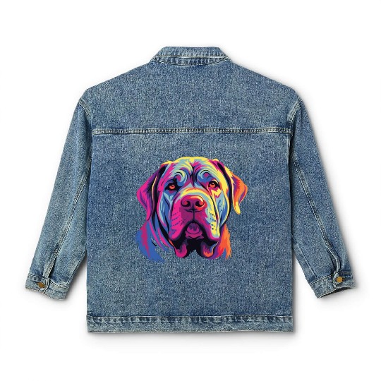 Watercolor Colorful Neapolitan Mastiff Classic Women's Denim Jackets