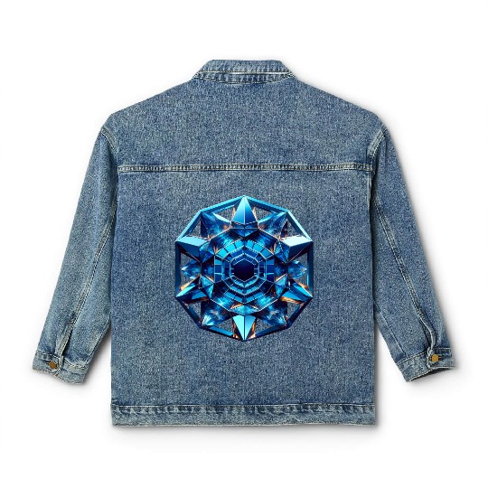 Sapphire Abstract Crystal Classic Women's Denim Jackets