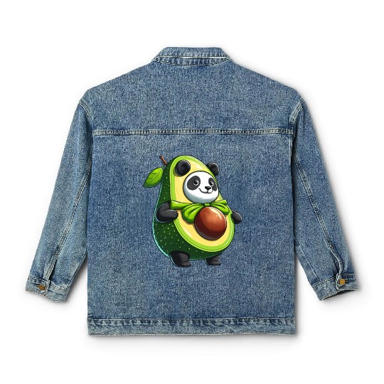 Avocado Panda: Peaceful Green Guardian Classic Women's Denim Jackets