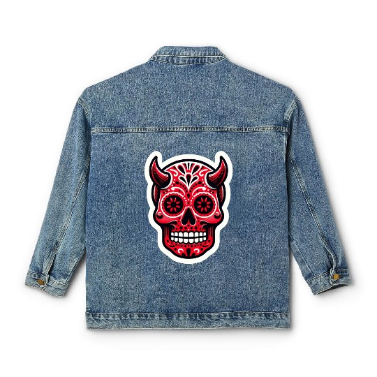 Adventurous Spirit: Daredevil Sugar Skull Classic Women's Denim Jackets