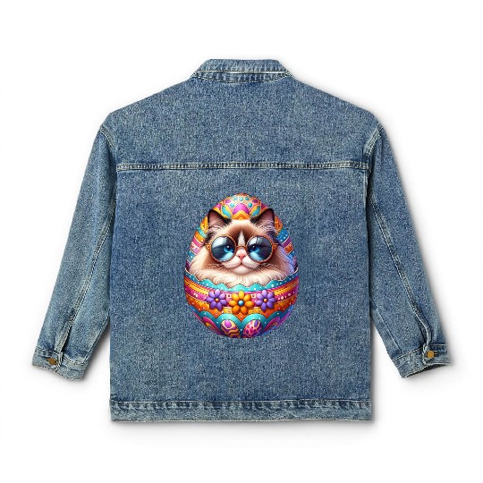 Ragdoll Cat in Easter Egg Design Classic Women's Denim Jackets