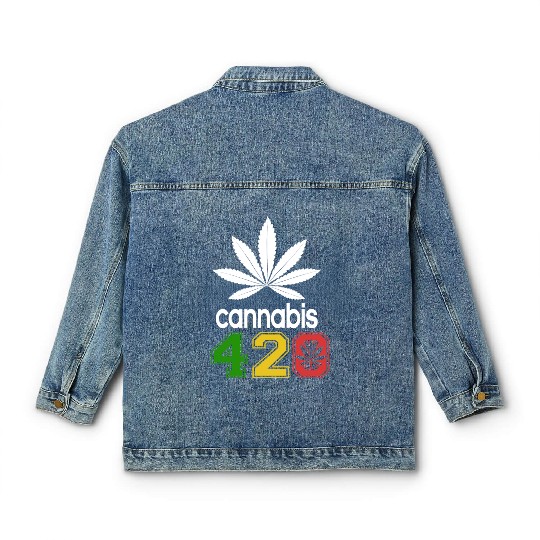 Humorous 420 Authentic Herb Weed Marijuana Design Classic Women's Denim Jackets