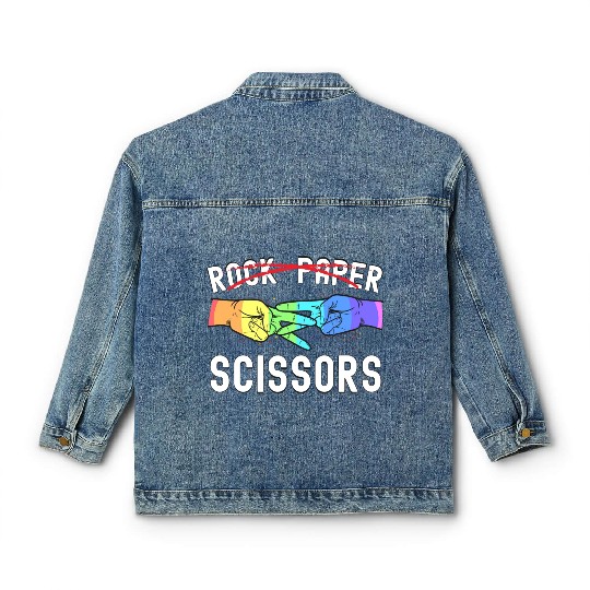 Lesbian Pride Rock Paper Scissors Funny LGBTQ Classic Women's Denim Jackets