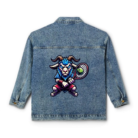 Goat Tennis Player Court Match Design Classic Women's Denim Jackets