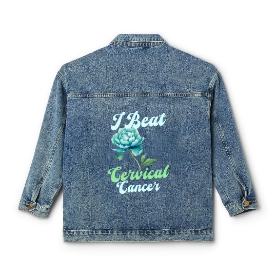 Cervical Cancer Awareness I Beat Cervical Cancer Classic Women's Denim Jackets