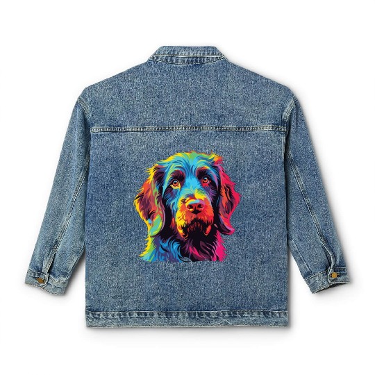 Watercolor Colorful Griffon Korthals Classic Women's Denim Jackets