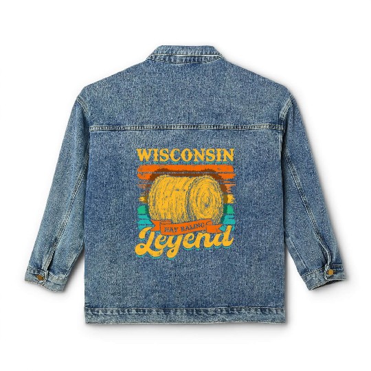 Hay Bale Farming Wisconsin Hay Baling Legend Classic Women's Denim Jackets