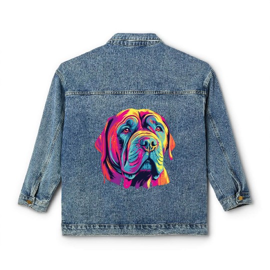 Watercolor Colorful Neapolitan Mastiff Classic Women's Denim Jackets