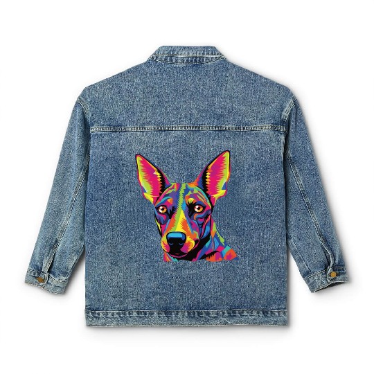 Watercolor Colorful Xoloitzcuintli Classic Women's Denim Jackets