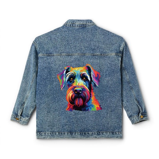 Watercolor Colorful Standard Schnauzer Classic Women's Denim Jackets