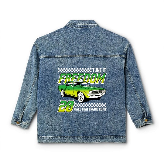 Racing OLD car illustrated | muscle car Classic Women's Denim Jackets