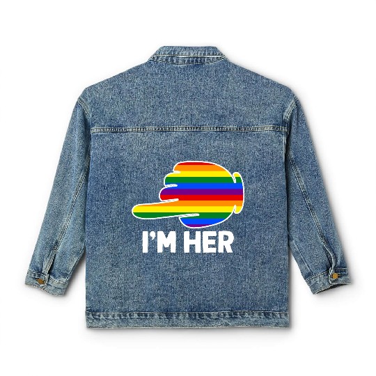 I'm Hers Rainbow Lesbian Couple Funny LGBT Pride Classic Women's Denim Jackets