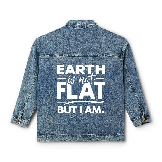 Flat Earth Satire Ironic Jokes Classic Women's Denim Jackets