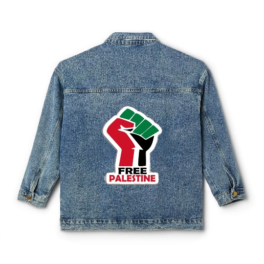 Bold Pro-Palestine Fist Design free Palestine free Classic Women's Denim Jackets