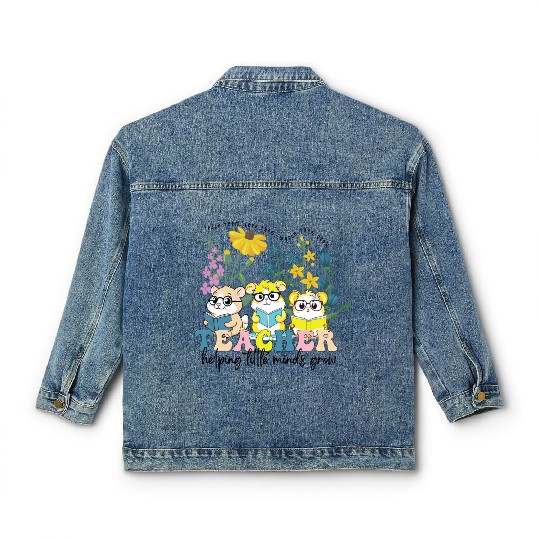 Wildflower Teacher Classic Women's Denim Jackets, Groovy Hamster Educator