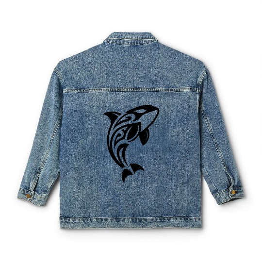 Jumping Orca T Tattoo Style Classic Women's Denim Jackets