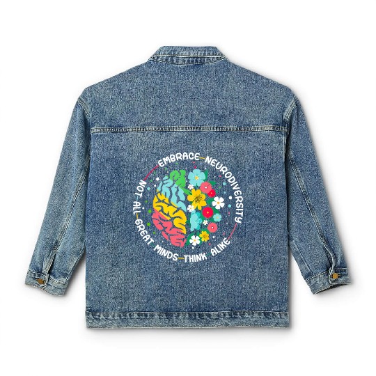 Embrace Neurodiversity Brain Autism Awareness ADHD Classic Women's Denim Jackets