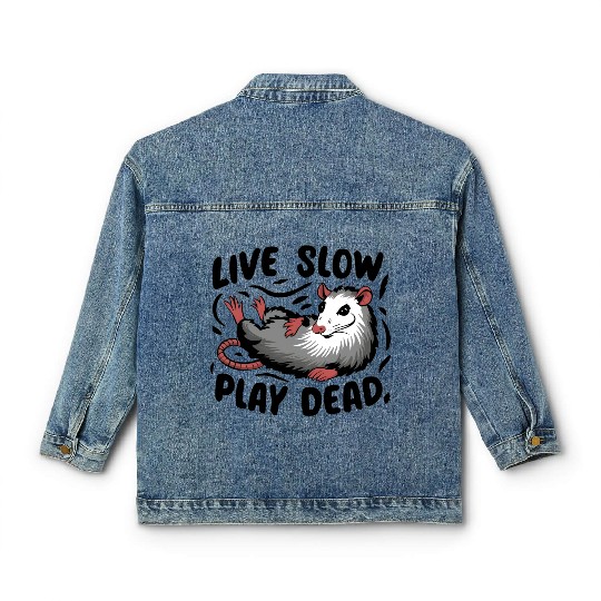 Funny Possum Live slow play dead Street Cat Classic Women's Denim Jackets