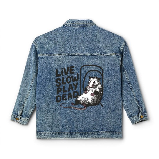 Funny Possum Live slow play dead Street Cat Classic Women's Denim Jackets