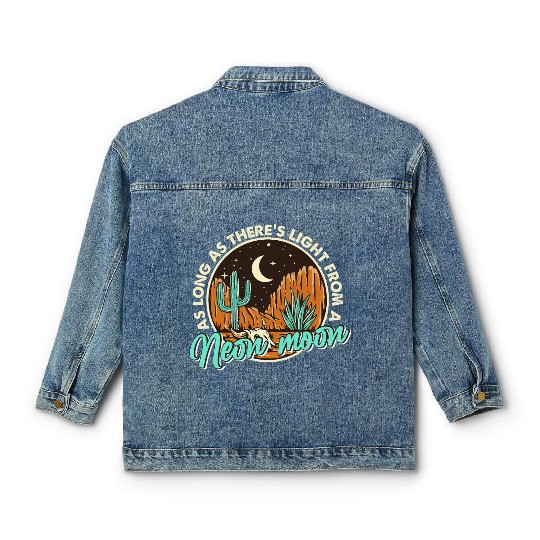 Neon Moon Cactus Country Mountain Western Cow Classic Women's Denim Jackets