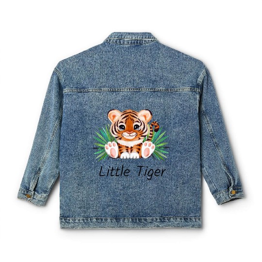 Cute animal little tiger. Classic Women's Denim Jackets
