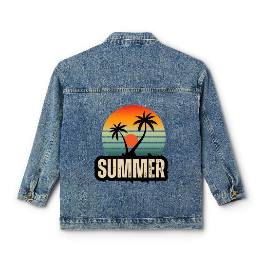 Tropical Serenity: A Sunset Symphony Classic Women's Denim Jackets