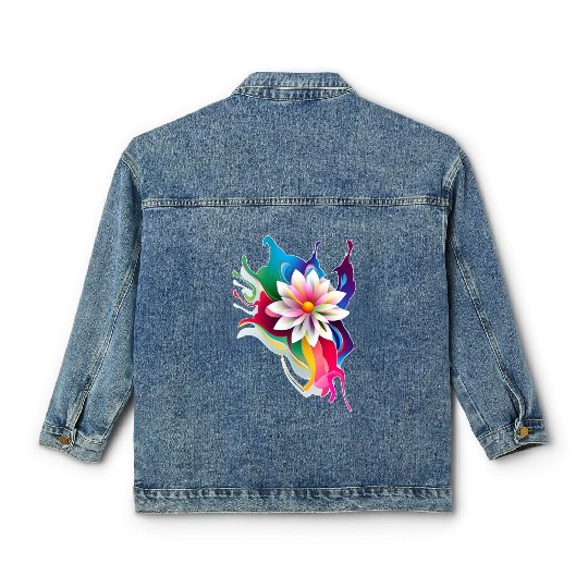 Thai flower motif Classic Women's Denim Jackets