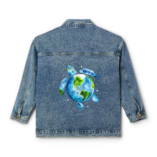 Earth Day Restore Earth Sea Turtle Art Classic Women's Denim Jackets