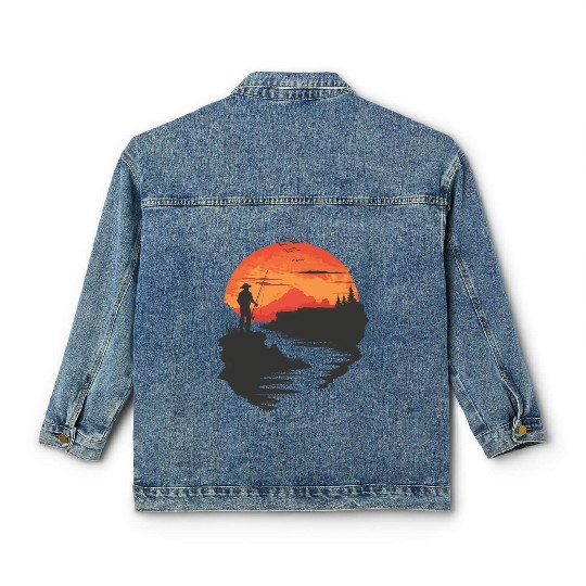Sunset Fishing Solitude Escape Classic Women's Denim Jackets