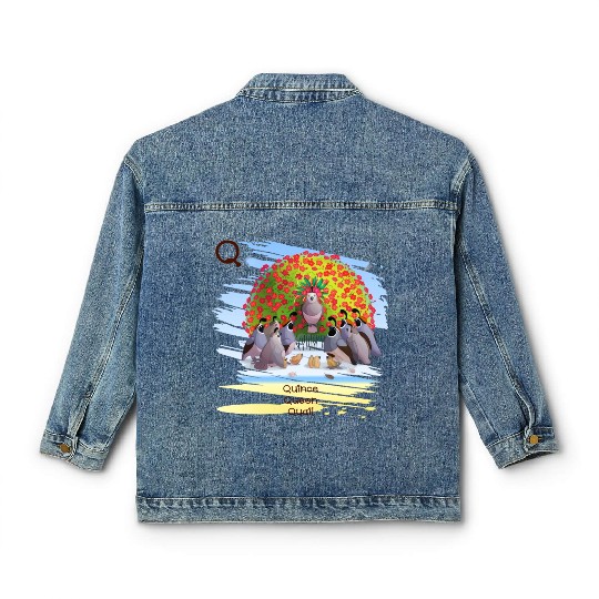 Unique Creative Cute Q Alphabet Quince Queen Quail Classic Women's Denim Jackets