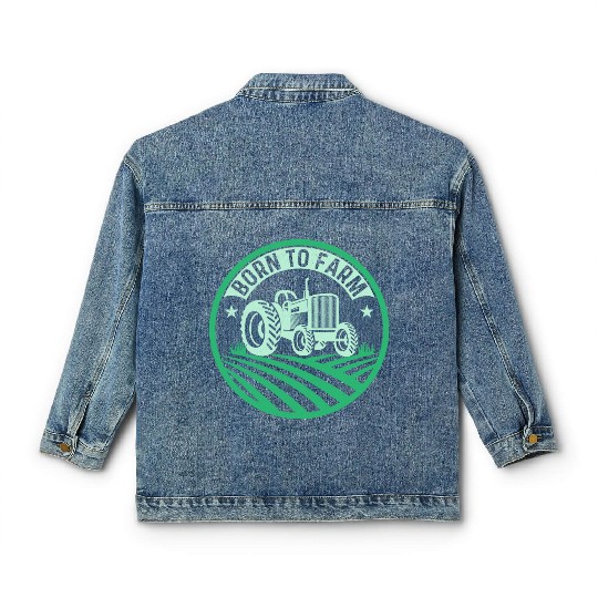 Born To Farm Farming Animal Farmer Classic Women's Denim Jackets