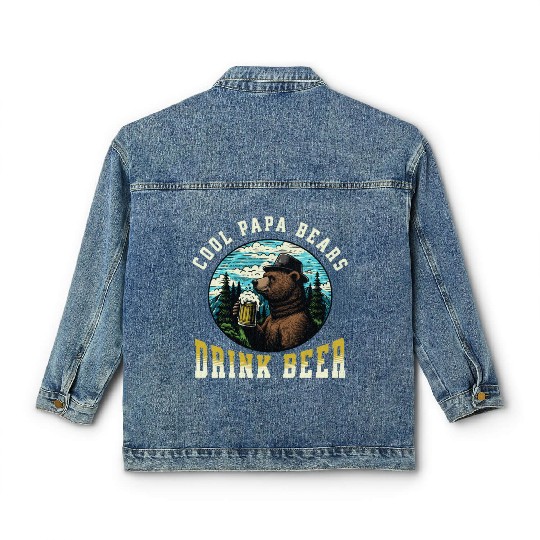 Cool Papa Bears Drink Beer Classic Women's Denim Jackets