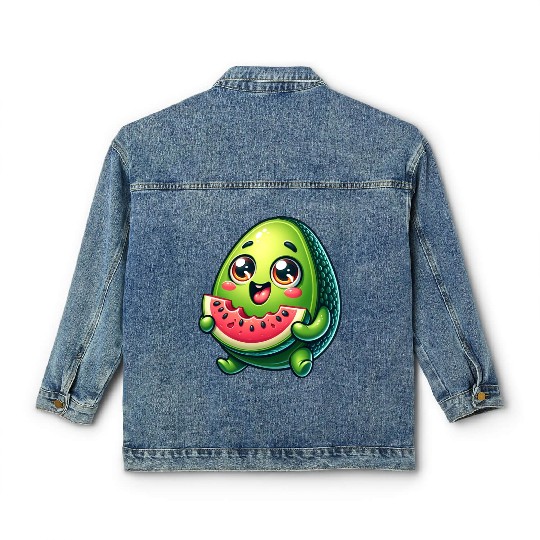 Avocado & Watermelon Sweet Comic Classic Women's Denim Jackets