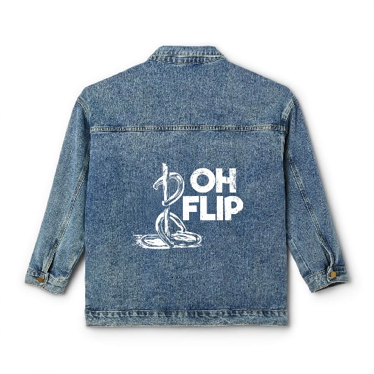 Oh Flip Funny Horseshoe Pitching Classic Women's Denim Jackets