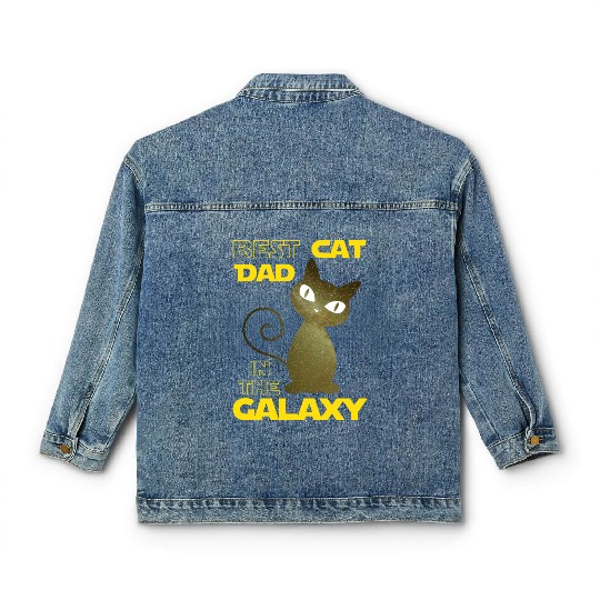 Galaxy Cat Best Cat Dad Classic Women's Denim Jackets