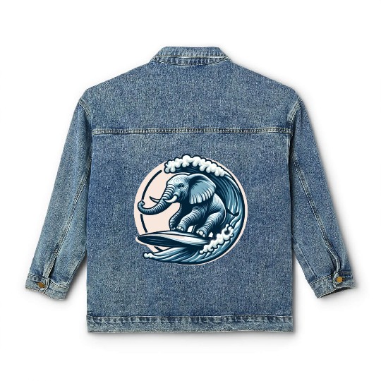 Surfing elephant Classic Women's Denim Jackets