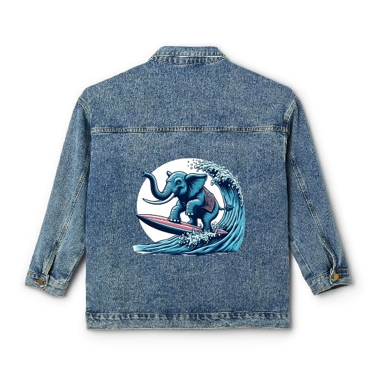 Surfing elephant Classic Women's Denim Jackets