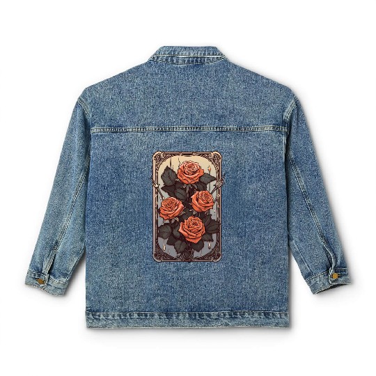 Rose Tarot Card Reader Astrology Occult Classic Women's Denim Jackets