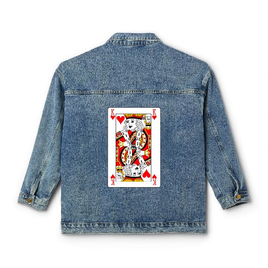 King of Hearts Playing Card Classic Women's Denim Jackets