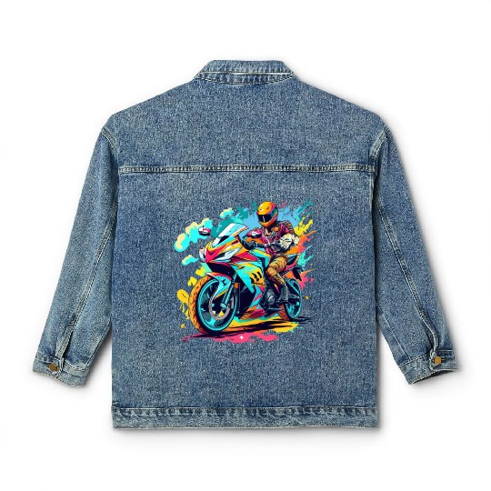 Legend cross motocycle Biker Road Trip Classic Women's Denim Jackets