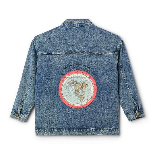 Flat Earth Theory World Map - Funny Conspiracy The Classic Women's Denim Jackets