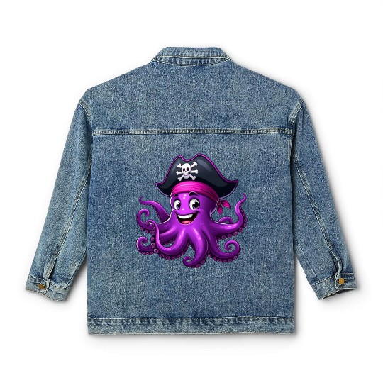 Funny pirate octopus Classic Women's Denim Jackets
