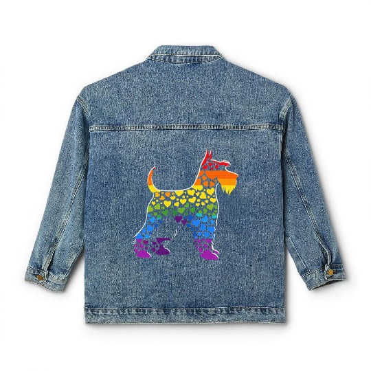 Miniature Schnauzer Rainbow LGBT Gay Pride Lesbian Classic Women's Denim Jackets