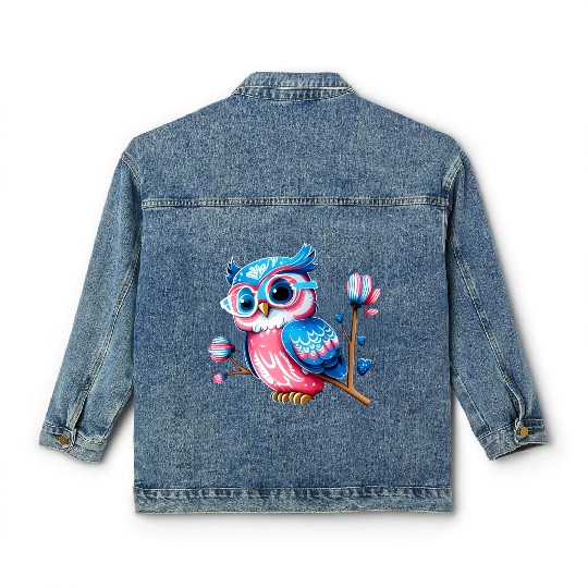 Red White and Blue Owl Classic Women's Denim Jackets