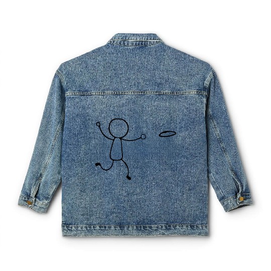 Funny Disc Golf stick figure disc golf player Classic Women's Denim Jackets
