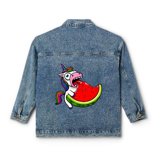 Unicorn Melon Sweet Comic Crazy Funny Quirky Classic Women's Denim Jackets