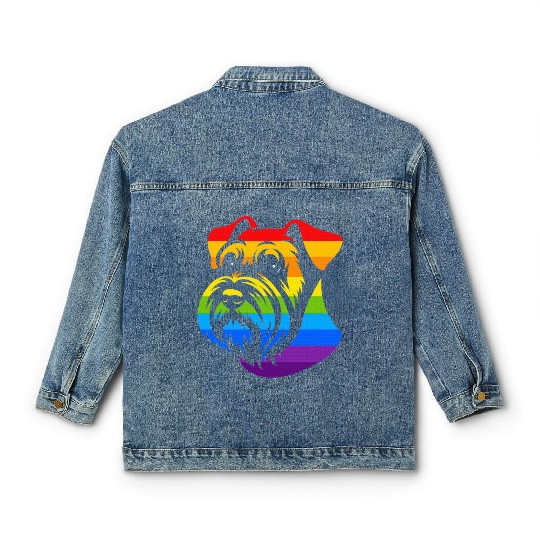 Miniature Schnauzer Rainbow LGBT Gay Pride Lesbian Classic Women's Denim Jackets