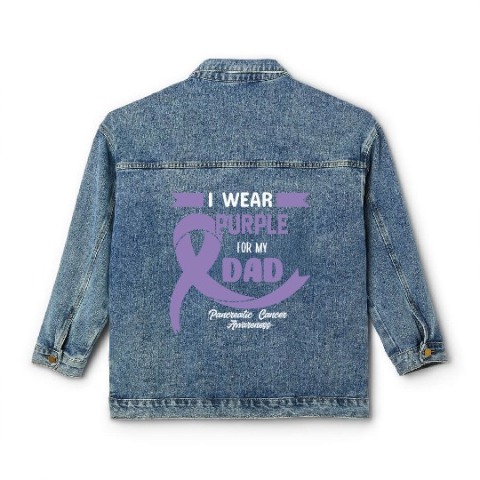 Pancreatic Cancer Support Dad Cancer Awareness Classic Women's Denim Jackets