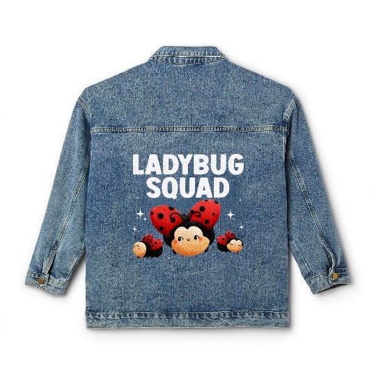 Cute Ladybug Squad Art Insect Ladybug Lover Classic Women's Denim Jackets